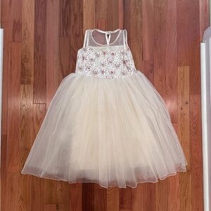 Elegant Magpie & Mabel Cream Floral Kids Holiday Dress